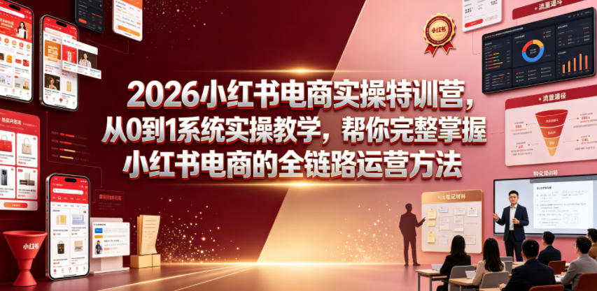 2026小红书电商实操特训营，从0到1系统实操教学，帮你完整掌握小红书电商的全链路运营方法-heixxmi