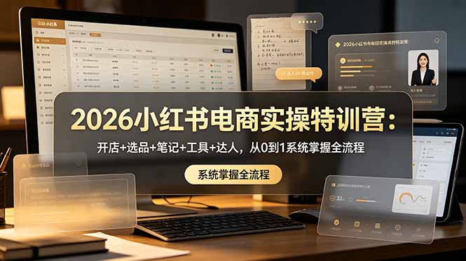 2026小红书电商实操特训营：开店+选品+笔记+工具+达人，从0到1系统掌握全流程-heixxmi