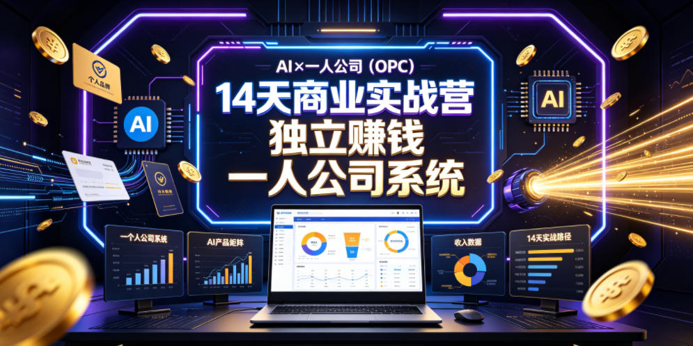 AI×一人公司(OPC)14天商业实战营，用AI帮你搭建一个属于你自己的、能独立賺钱的一人公司系统-heixxmi