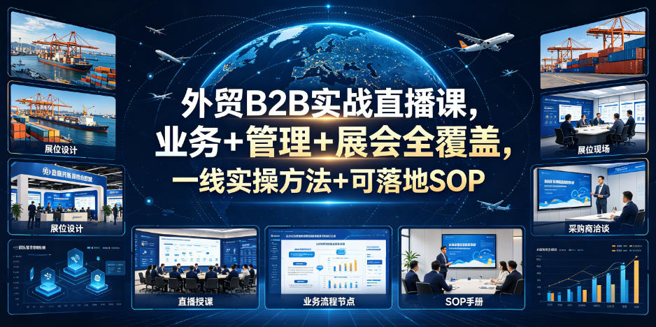 外贸B2B实战直播课，业务+管理+展会全覆盖，一线实操方法+可落地SOP-heixxmi