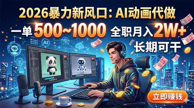 2026暴力新风口：AI动画代做，一单500~1000，全职月入2W+，长期可干-heixxmi