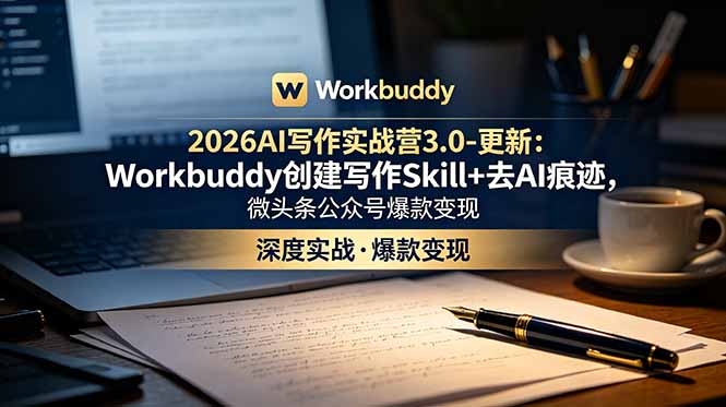 2026AI写作实战营3.0-更新：Workbuddy创建写作Skill+去AI痕迹，微头条公众号爆款变现-heixxmi