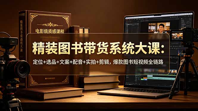 精装图书带货系统大课：定位+选品+文案+配音+实拍+剪辑，爆款图书短视频全链路-heixxmi