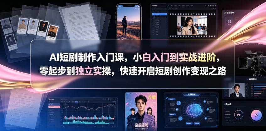 AI短剧制作入门课，小白入门到实战进阶，零起步到独立实操，快速开启短剧创作变现之路-heixxmi