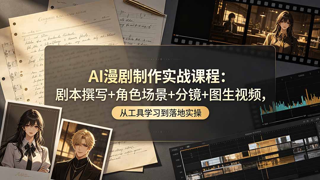 AI漫剧制作实战课程：剧本撰写+角色场景+分镜+图生视频，从工具学习到落地实操-heixxmi
