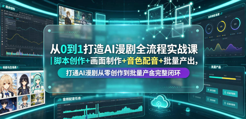 从0到1打造AI漫剧全流程实战课｜脚本创作+画面制作+音色配音+批量产出，打通AI漫剧从零创作到批量量产完整闭环-heixxmi