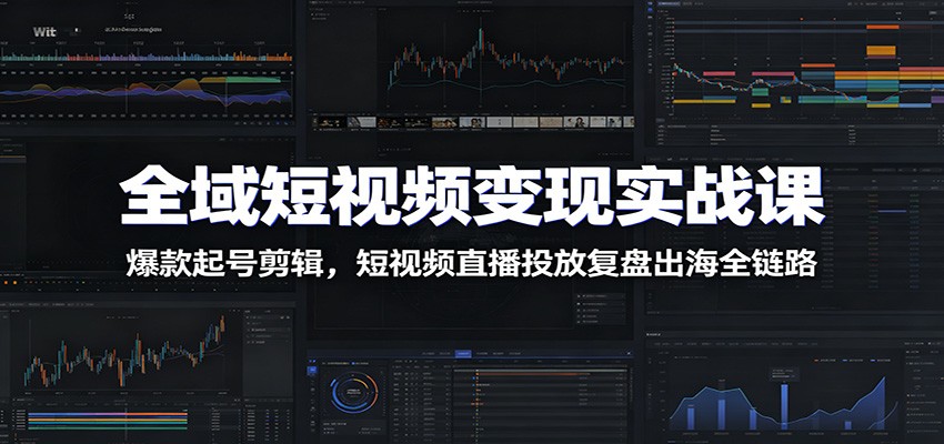 全域短视频变现实战课：爆款起号剪辑，短视频直播投放复盘出海全链路-heixxmi