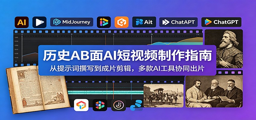 历史AB面AI短视频制作指南：从提示词撰写到成片剪辑，多款AI工具协同出片-heixxmi