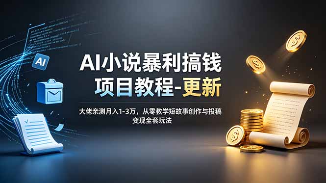 AI小说暴利搞钱项目教程-更新，大佬亲测月入1-3万，从零教学短故事创作与投稿变现全套玩法-heixxmi