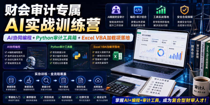 财会审计专属AI实战训练营｜AI协同编程+Python审计工具箱+Excel VBA加载项落地-heixxmi