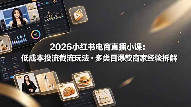 2026小红书电商直播小课，低成本投流截流玩法，多类目爆款商家经验完整拆解教学-heixxmi