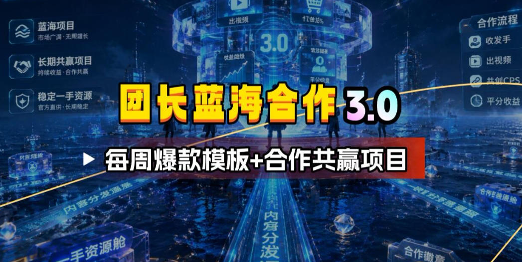 团长蓝海合作3.0，每周爆款模板+合作共赢项目-heixxmi