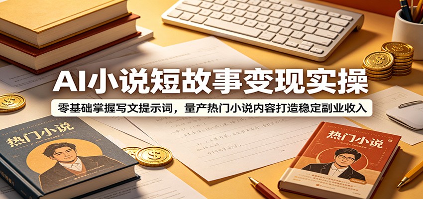AI小说短故事变现实操：零基础掌握写文提示词，量产热门小说内容打造稳定副业收入-heixxmi