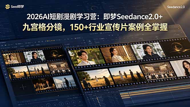 2026AI短剧漫剧学习营：即梦Seedance2.0+九宫格分镜，150+行业宣传片案例全掌握-heixxmi