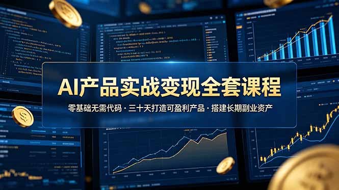 AI产品实战变现全套课程，零基础无需代码，三十天打造可盈利产品搭建长期副业资产-heixxmi