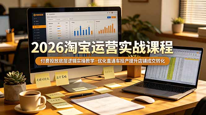 2026 淘宝运营实战课程，付费投放底层逻辑实操教学，优化直通车投产提升店铺成交转化-heixxmi