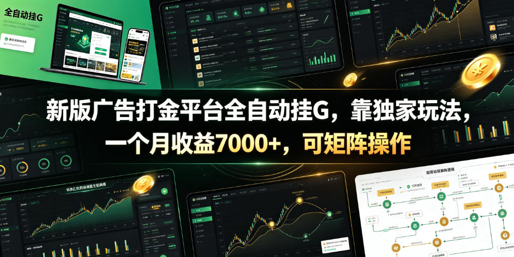 新版广告打金平台全自动挂G，靠独家玩法，一个月收益7000+，可矩阵操作【附全套脚本】【揭秘】-heixxmi