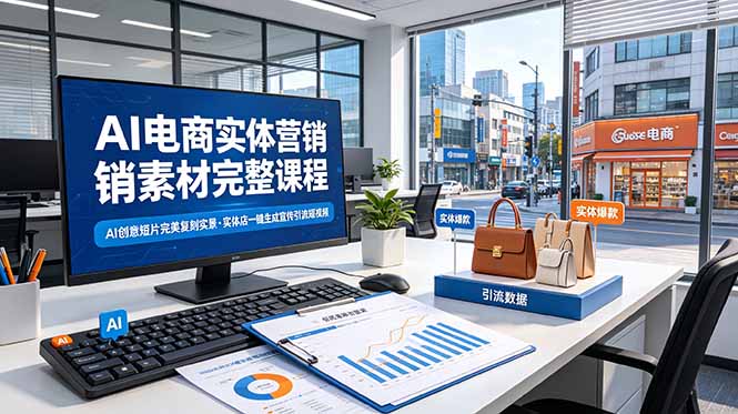 AI电商实体营销素材完整课程，AI创意短片完美复刻实景，实体店一键生成宣传引流短视频-heixxmi