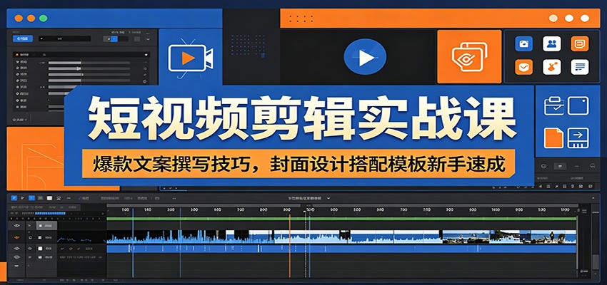 短视频剪辑实战课：爆款文案撰写技巧，封面设计搭配模板新手速成-heixxmi