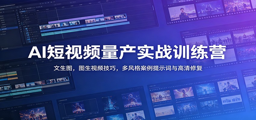 AI短视频量产实战训练营：文生图，图生视频技巧，多风格案例提示词与高清修复-heixxmi