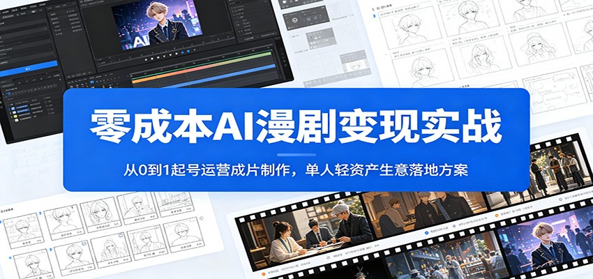 零成本AI漫剧变现实战：从0到1起号运营成片制作，单人轻资产生意落地方案-heixxmi
