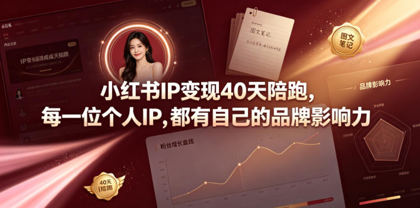 小红书IP变现40天陪跑，每一位个人IP，都有自己的品牌影响力-heixxmi