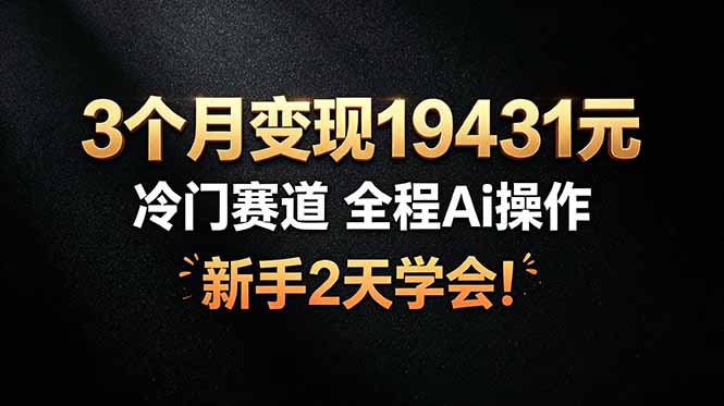 3个月变现19431元，冷门赛道 全程Ai操作，新手2天学会！-heixxmi