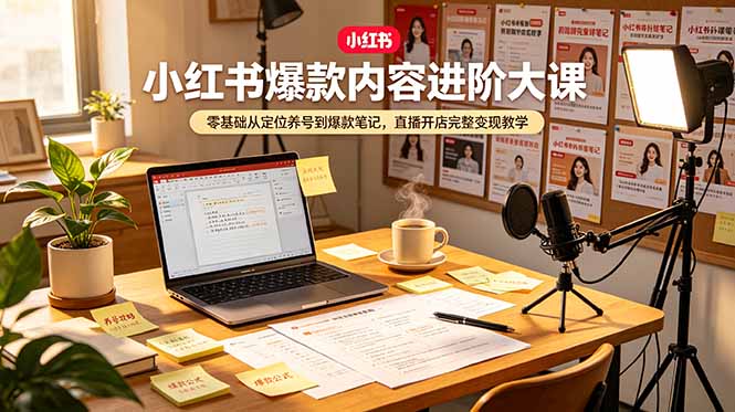 小红书爆款内容进阶大课，零基础从定位养号到爆款笔记，直播开店完整变现教学-heixxmi