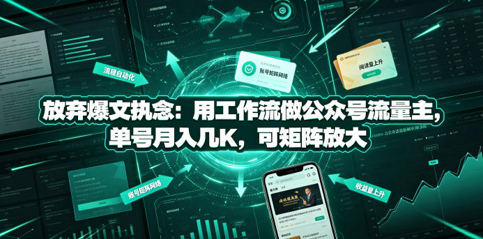 放弃爆文执念：用工作流做公众号流量主，单号月入几K，可矩阵放大-heixxmi