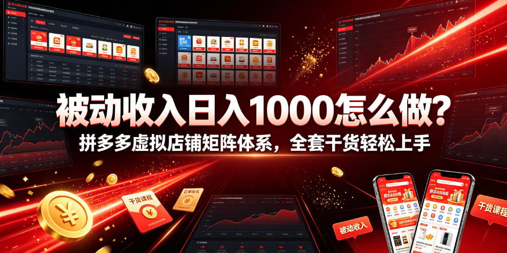 被动收入日入1000怎么做？拼多多虚拟店铺矩阵体系，全套干货轻松上手【揭秘】-heixxmi