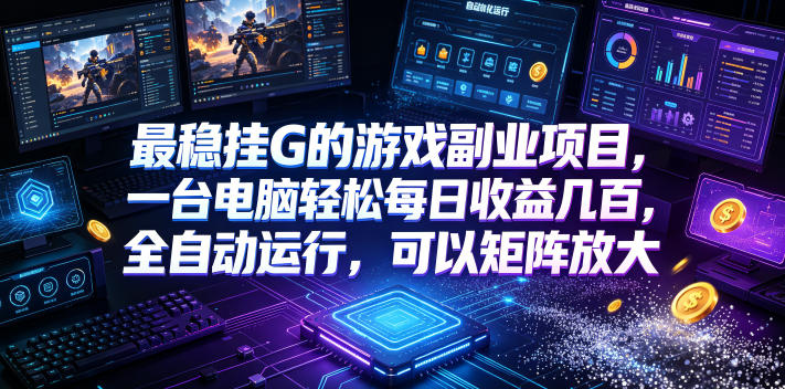 最稳挂G的游戏副业项目，一台电脑轻松每日收益几百，全自动运行，可以矩阵放大【揭秘】-heixxmi