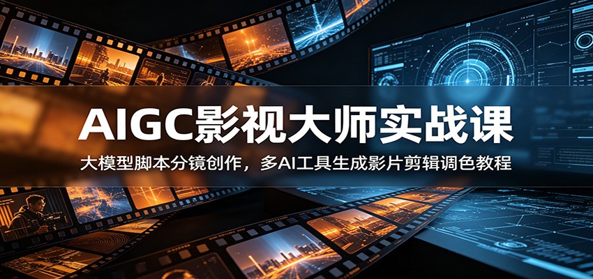 AIGC影视大师实战课：大模型脚本分镜创作，多AI工具生成影片剪辑调色教程-heixxmi
