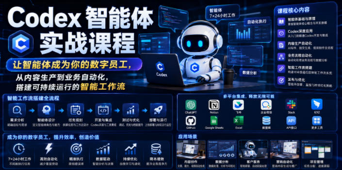 Codex智能体实战课程，让智能体成为你的数字员工，从内容生产到业务自动化，搭建可持续运行的智能工作流-heixxmi