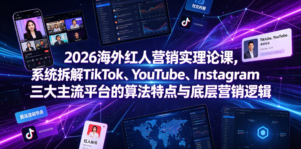 2026海外红人营销实理论课，系统拆解TikTok、YouTube、Instagram三大主流平台的算法特点与底层营销逻辑-heixxmi