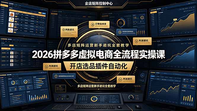 2026拼多多虚拟电商全流程实操课，开店选品插件自动化，多店矩阵运营新手避坑全套教学-heixxmi