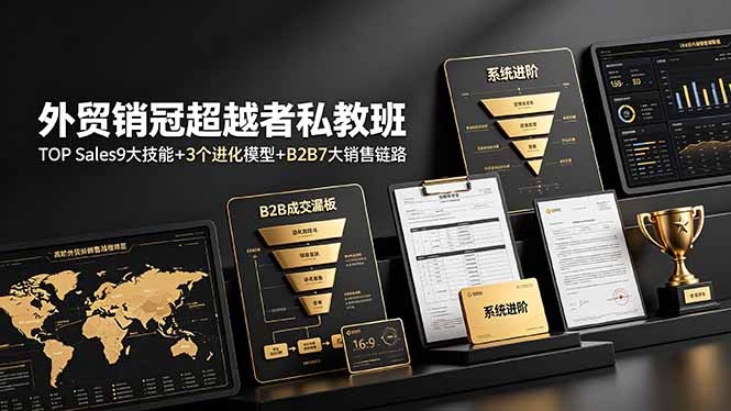 外贸销冠超越者私教班：TOP Sales9大技能+3个进化模型+B2B7大销售链路，系统进阶-heixxmi