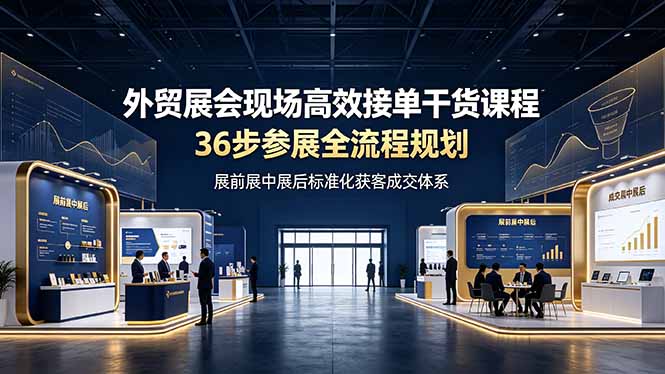 外贸展会现场高效接单干货课程，36步参展全流程规划，展前展中展后标准化获客成交体系-heixxmi