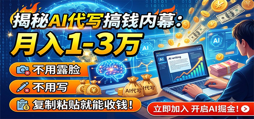 揭秘AI代写搞钱内幕：月入1-3万，不用露脸不用写，复制粘贴就能收钱！-heixxmi