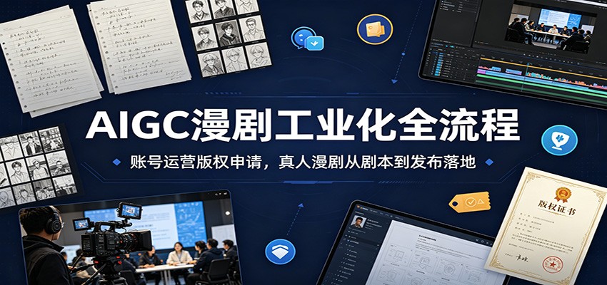 AIGC漫剧工业化全流程：账号运营版权申请，真人漫剧从剧本到发布落地-heixxmi