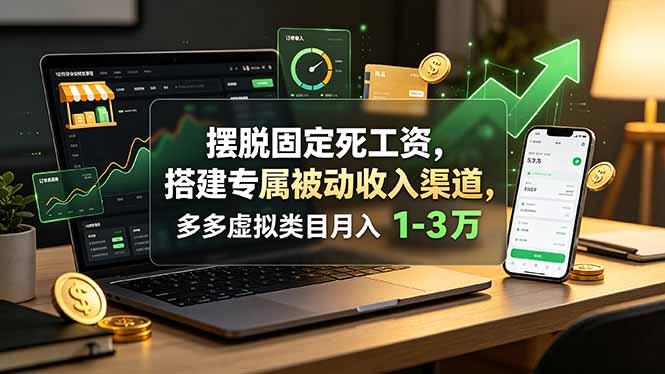 摆脱固定死工资，搭建专属被动收入渠道，多多虚拟类目月入 1-3 万-heixxmi