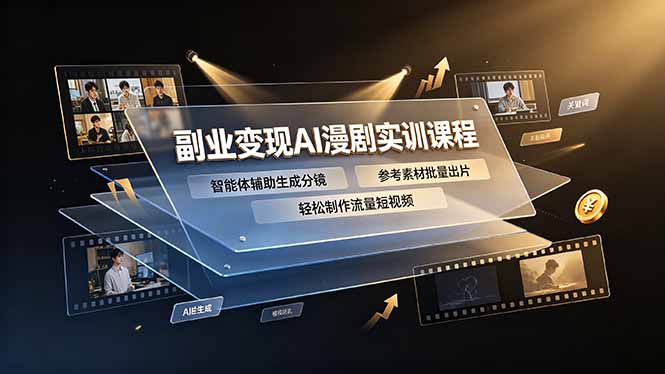 副业变现AI漫剧实训课程，智能体辅助生成分镜，参考素材批量出片，轻松制作流量短视频-heixxmi