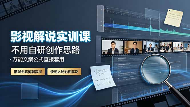 影视解说实训课：不用自研创作思路，万能文案公式直接套用，搭配全套剪辑教程，快速入局影视解说-heixxmi