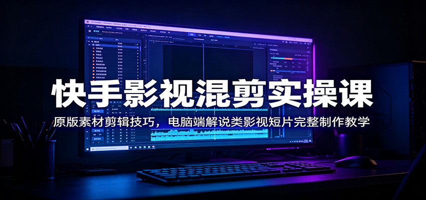 快手影视混剪实操课：原版素材剪辑技巧，电脑端解说类影视短片完整制作教学-heixxmi