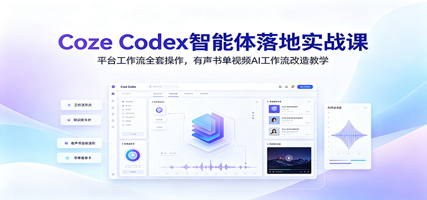 Coze Codex智能体落地实战课：平台工作流全套操作，有声书单视频AI工作流改造教学-heixxmi