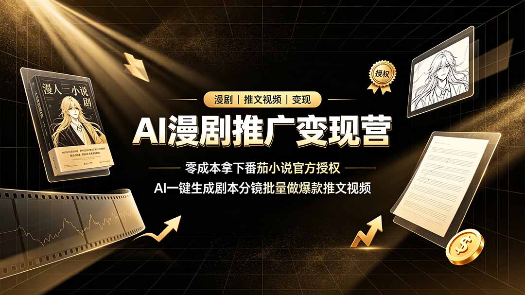 AI漫剧推广变现营，零成本拿下番茄小说官方授权，AI一键生成剧本分镜批量做爆款推文视频-heixxmi