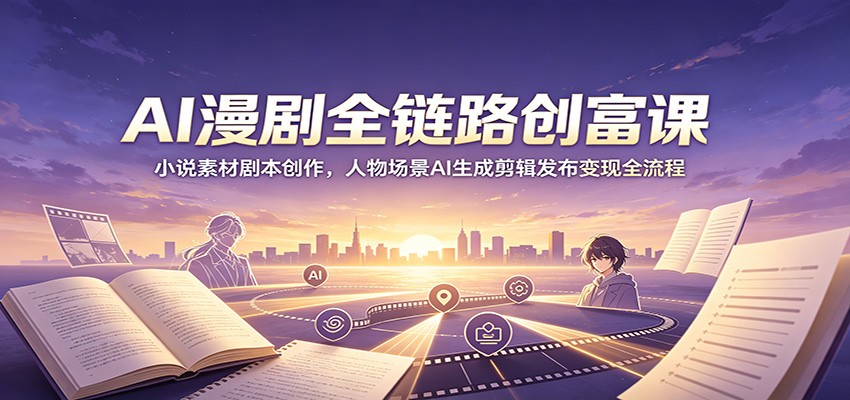 AI漫剧全链路创富课：小说素材剧本创作，人物场景AI生成剪辑发布变现全流程-heixxmi