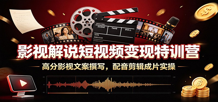 影视解说短视频变现特训营：高分影视文案撰写，配音剪辑成片实操-heixxmi