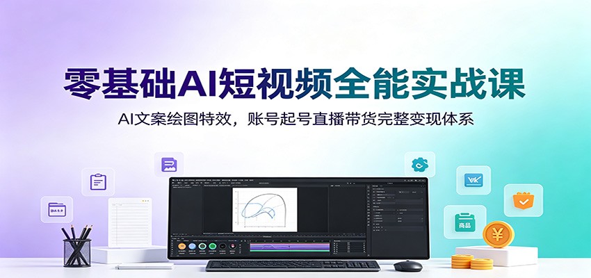 零基础AI短视频全能实战课：AI文案绘图特效，账号起号直播带货完整变现体系-heixxmi