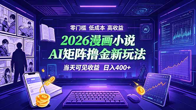 爆款小说漫画大阅读    ai矩阵操作    当天可见收益  日入400+    零门槛    高收益-heixxmi