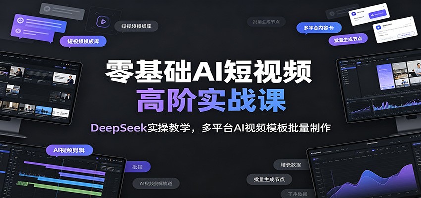 零基础AI短视频高阶实战课：DeepSeek实操教学，多平台AI视频模板批量制作-heixxmi